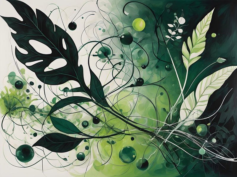 Feuilles luxuriantes dans une teinte verte abstraite par Bart Veeken
