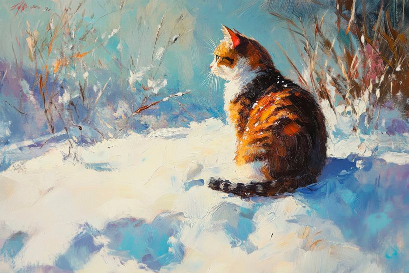 Katze im Schnee von Poster Art Shop