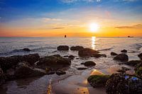 Coucher de soleil sur la côte zélandaise