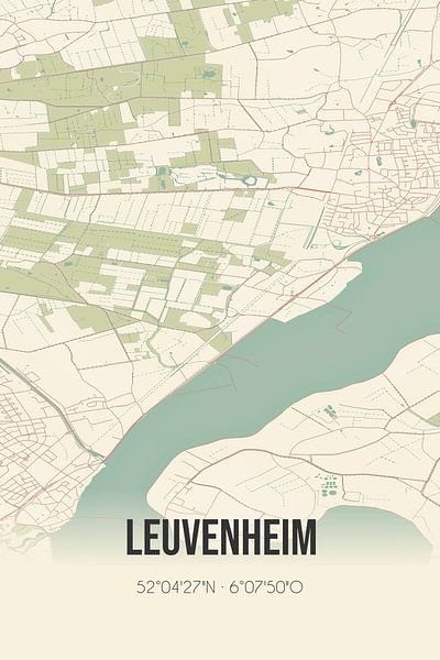 Vieille carte de Leuvenheim (Gueldre) par Affiches de lieux