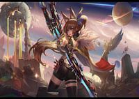 Fille animée avec deux lames