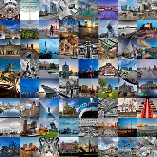 Fotocollage mit allen Highlights von Rotterdam von Esther Seijmonsbergen