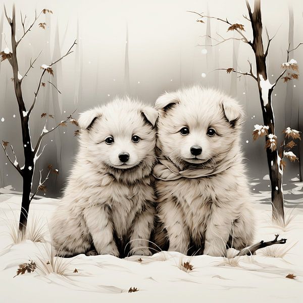 Winter adventures with Pyrenean Mountain Dog puppies by Karina Brouwer