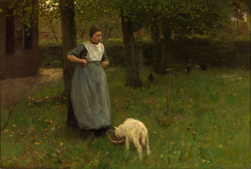 Femme avec une chèvre à Laren, Anton Mauve par Des maîtres magistraux