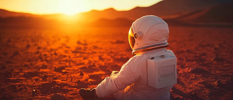Astronaut at sunset on Mars by Poster Art Shop