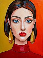 portrait en jaune et rouge