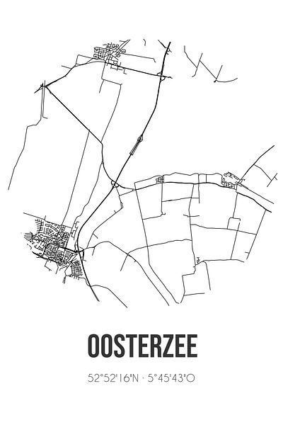 Oosterzee (Fryslan) | Karte | Schwarz und weiß von Ortsdrucke