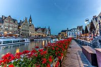 Gand, Belgique, la Lys en heure bleue