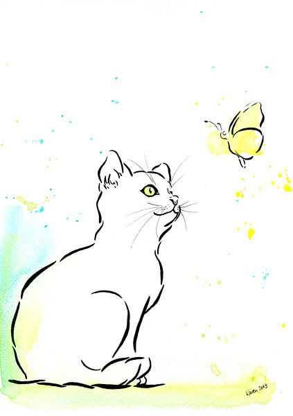 Freundschaft Tuschezeichnung und Aquarell von Karen Kaspar