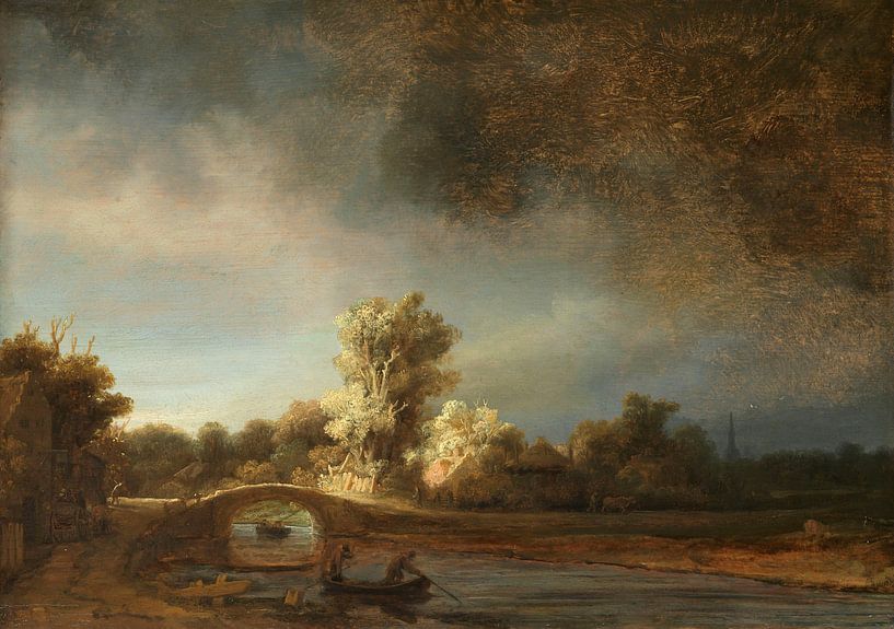 Rembrandt van Rijn. Paysage avec pont en pierre par 1000 Schilderijen