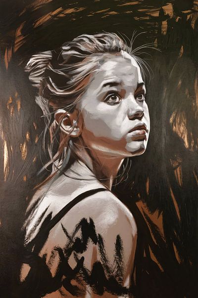 Realistisches Porträt mit Kupferakzenten von Imperial Art House