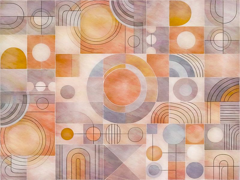 Mid Century Modern abstract hedendaagse kunst Geometrisch van Mad Dog Art