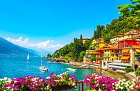 Flowers in Varenna village. Lake Como, Italy