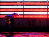 Umbrellas at Times Square in New York
