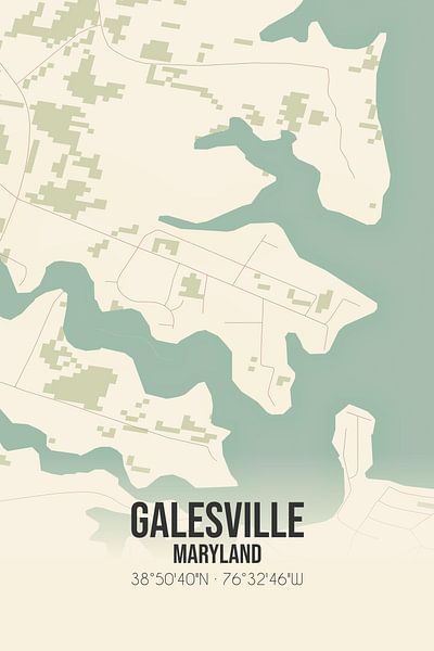Vintage map of Galesville (Maryland), USA. by Prints of Place