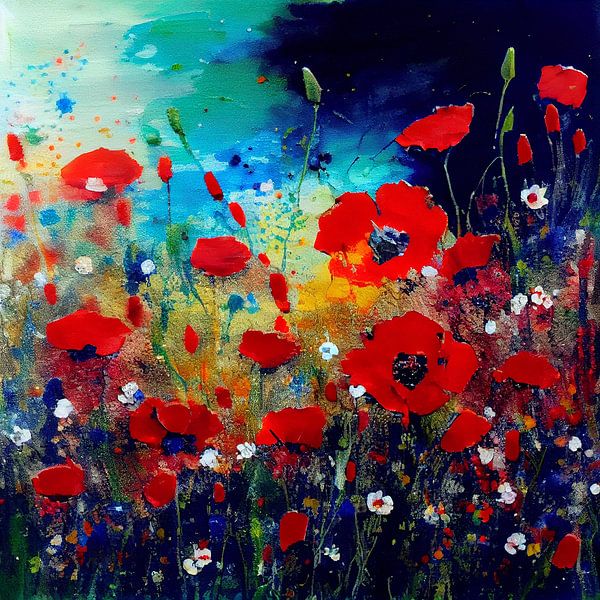 Tanzende Mohnblumen von Bianca ter Riet