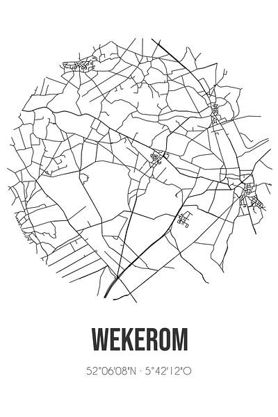 Wekerom (Gelderland) | Map | Black and White by Prints of Place