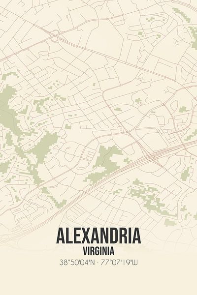 Carte d'époque d'Alexandria (Virginie), USA. par Affiches de lieux