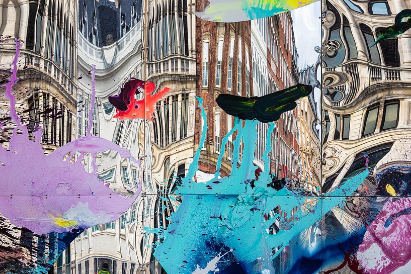 Spiegelung in der Stadt Kopenhagen, Dänemark van Rico Ködder