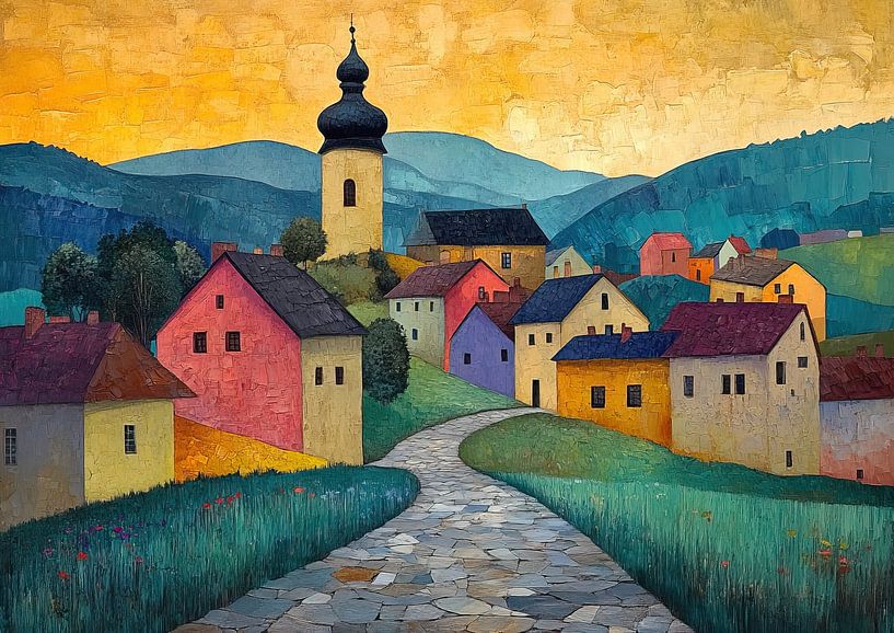 Whimsical Hamlet van Abstract Schilderij