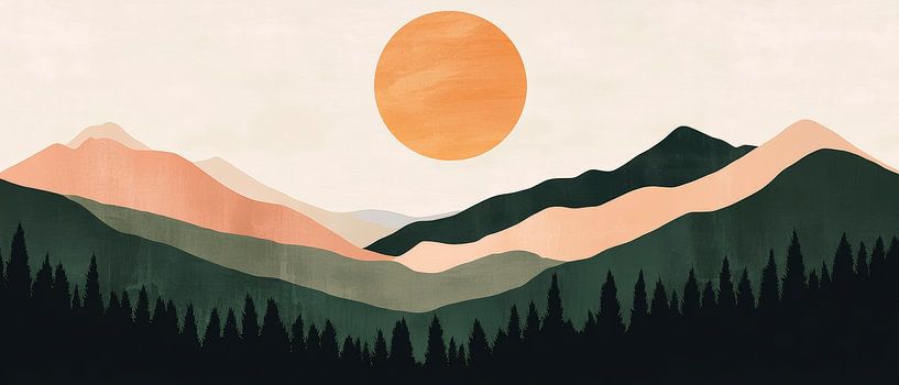 Coucher de soleil sur des collines douces par Poster Art Shop