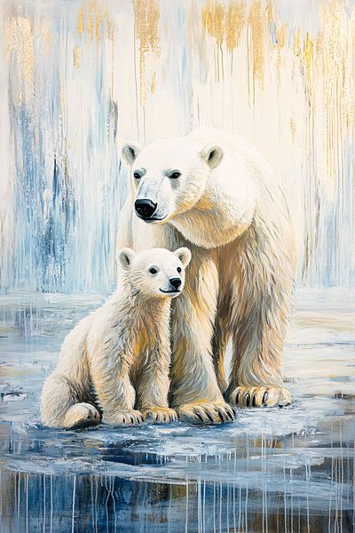Polar bears on frozen landscape by Imperial Art House