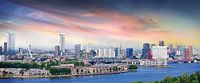 Skyline of Rotterdam across the river Maas