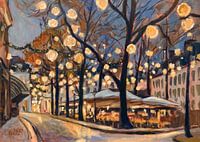 Lichterfest auf dem Marienplatz um Mitternacht