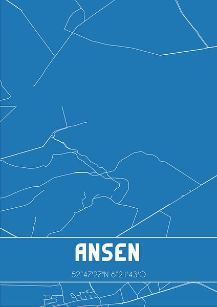 Blaupause | Karte | Ansen (Drenthe) von Ortsdrucke