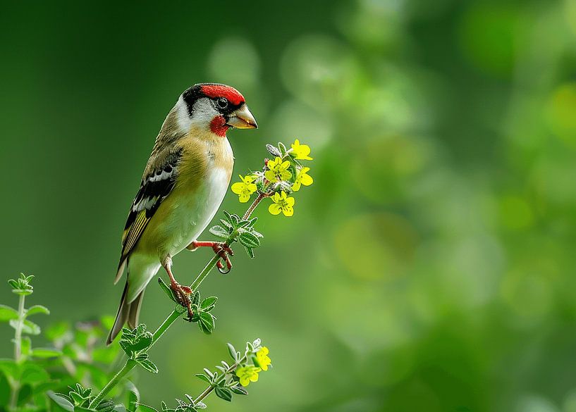 Oiseau dans un paysage vert par Karina Brouwer
