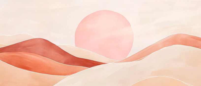 Gentle hills and pastel sunshine - minimalist by Poster Art Shop