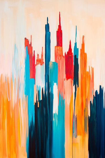 Colourful silhouette of a city by Poster Art Shop