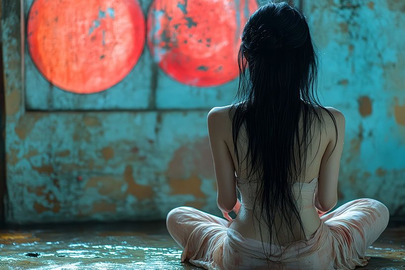 Spirituelle Malerei Asien meditierende Frau von Egon Zitter