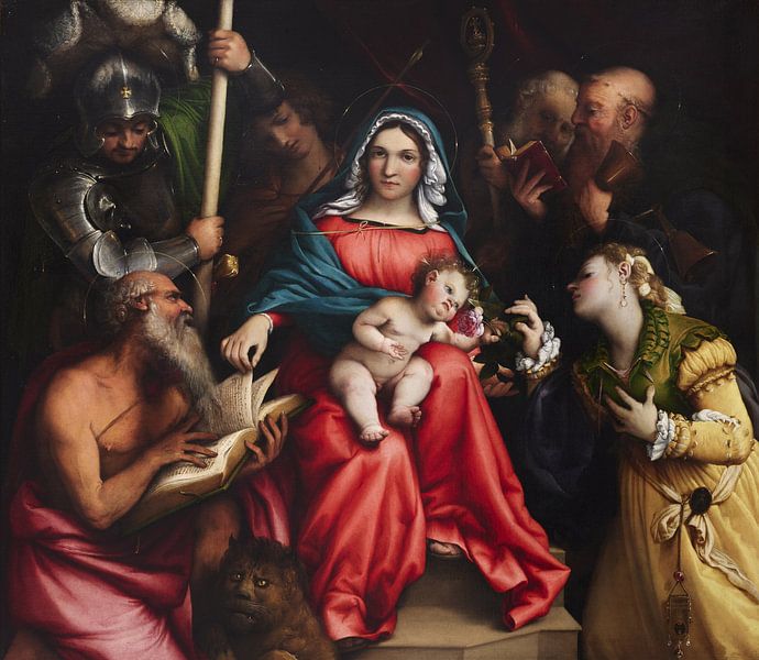 Die mystische Vermählung der Heiligen Katharina mit Heiligen, Lorenzo Lotto von Meisterhafte Meister