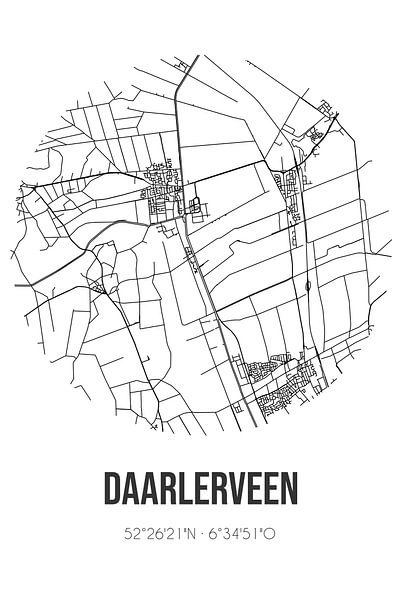Daarlerveen (Overijssel) | Carte | Noir et blanc par Affiches de lieux