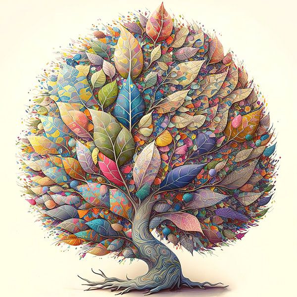 Tree with colored leaves by Bert Nijholt