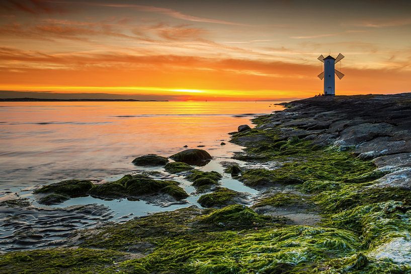 Mühlenbake sur la jetée ouest (Swinemündes/ Świnoujście) Coucher de soleil par Frank Herrmann