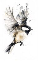 Aquarell Langschwanzmeise