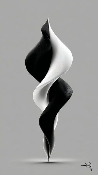 Monochrome Flow - Abstrakte Schwarz-Weiß-Kunst in Bewegung von Gelissen Artworks