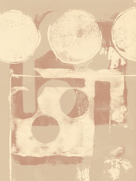 Abstracte vormen in wit en beige. van Dina Dankers