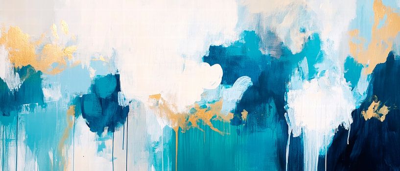 Blaue Abstraktion mit goldenen Akzenten von Poster Art Shop