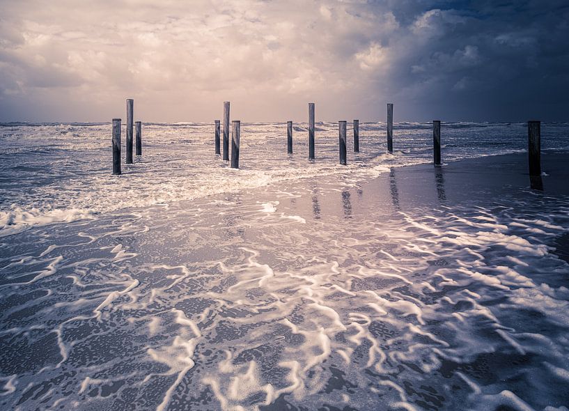 Palm village during storm by peterheinspictures