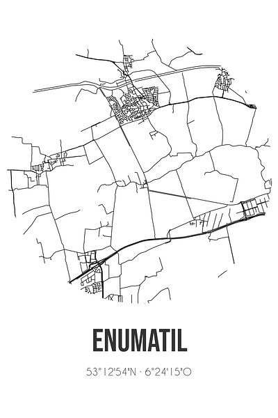 Enumatil (Groningen) | Carte | Noir et blanc par Affiches de lieux