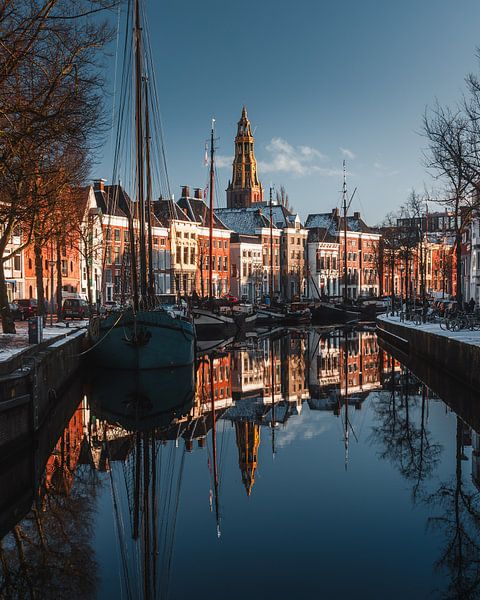 Hoge der A im Winter, Groningen von Harmen van der Vaart