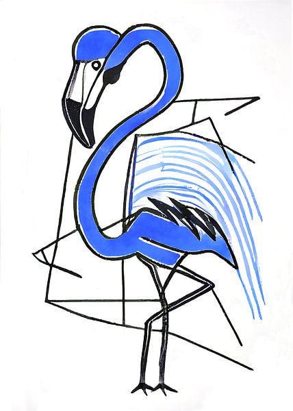 Flamingo blauw van Bianca ter Riet