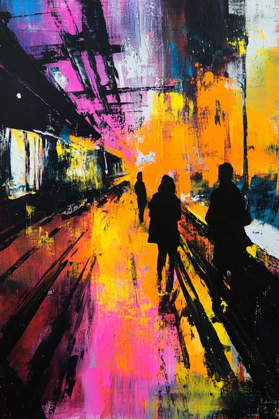 Lebendige Silhouetten bei Nacht von Poster Art Shop