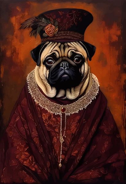 Mops-Hund im viktorianischen Kleid von MIROKKU