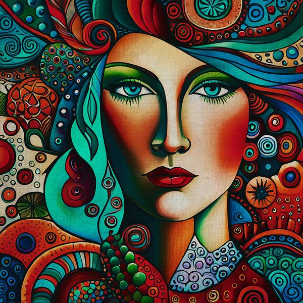 Portrait of a lady in exuberant colors by Jan Keteleer