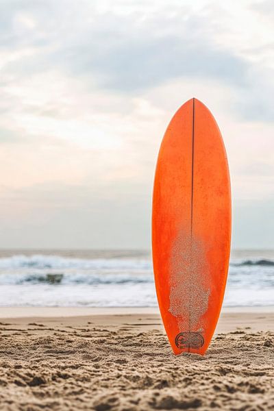 Surfing on the beach with orange boards by Poster Art Shop