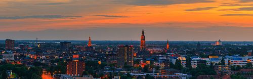 Panorama van de skyline van stad Groningen van Henk Meijer Photography